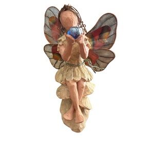 Vintage Enchanted Wings Pixie Fairy with Gazing Ball by SS Sarna Figurine